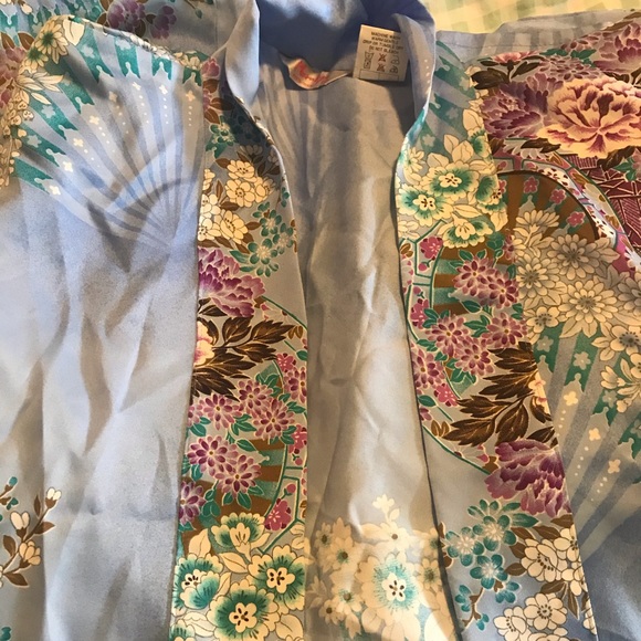 Floral Blue Kimono Robe - Picture 3 of 3